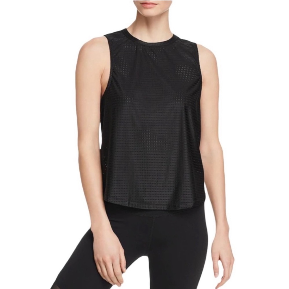 Aqua Athletic Tank Twist Back Mesh Top Black Size Large